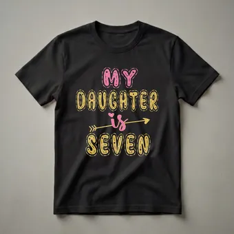 My Daughter Is Seven 7th Birthday Girl Glitter Graphic T-Shirt