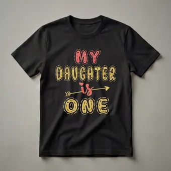 My Daughter Is One 1st Birthday Girl Glitter Graphic T-Shirt