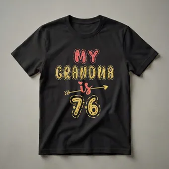 76th Birthday Queen Grandma Glitter Graphic T-Shirt for Women