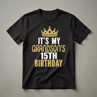 Grandparent's 'It's My Grandson's 15th Birthday' Crown T-Shirt