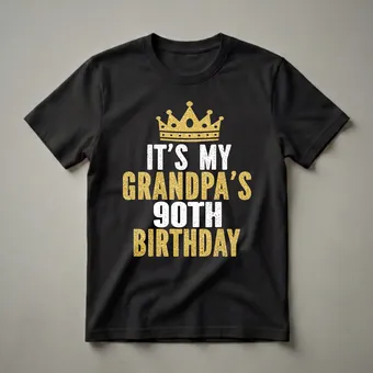 Grandpa's 90th Birthday King Crown Graphic T-Shirt for Men