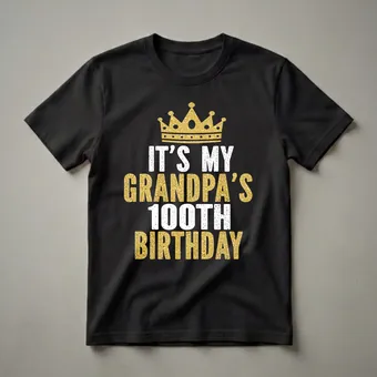 Grandpa's 100th Birthday Crown Graphic T-Shirt for Men