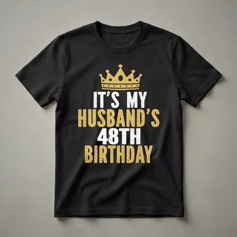 Husband's 48th Birthday King Crown Graphic T-Shirt for Couples