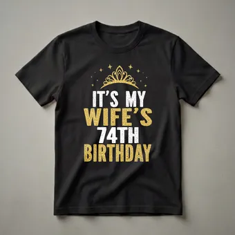 It's My Wife's 74th Birthday Queen Crown Graphic T-Shirt