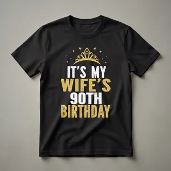 It's My Wife's 90th Birthday Queen Crown Graphic T-Shirt