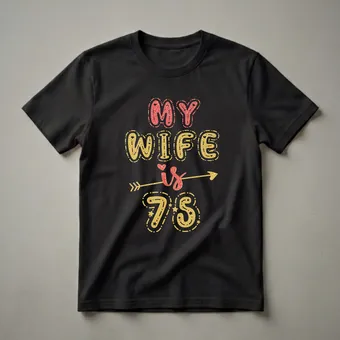 My Wife Is 75 Glitter Graphic T-Shirt for 75th Birthday