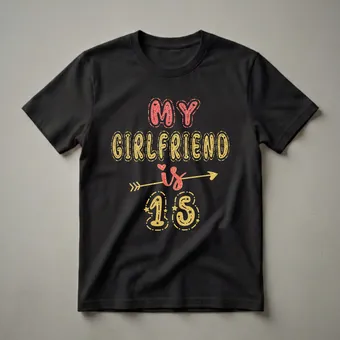 My Girlfriend Is 15 Years Old 15th Birthday Graphic T-Shirt