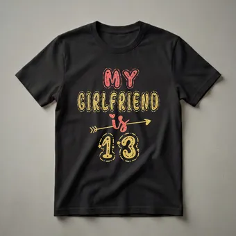 My Girlfriend Is 13 Years Old Birthday Graphic T-Shirt