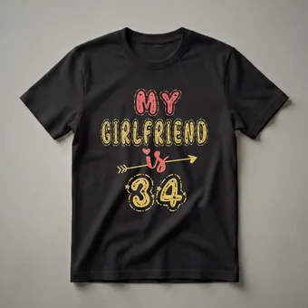 My Girlfriend Is 34 Birthday T-Shirt for Her 34th Celebration