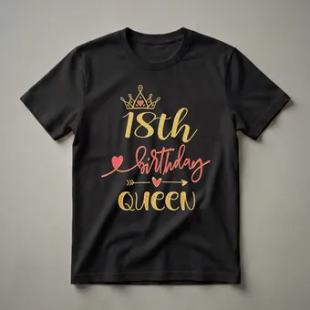 18th Birthday Queen Crown Graphic T-Shirt for Girls