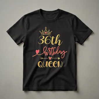 36th Birthday Queen Crown Graphic T-Shirt for Women