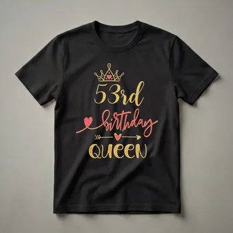 53rd Birthday Queen Crown Graphic T-Shirt for Women