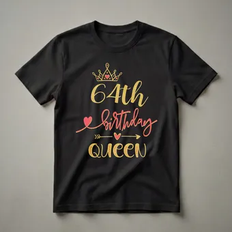 64th Birthday Queen Crown Graphic T-Shirt for Women