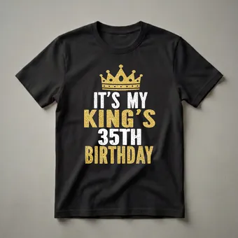 It's My King's 35th Birthday Graphic Glitter T-Shirt for Men