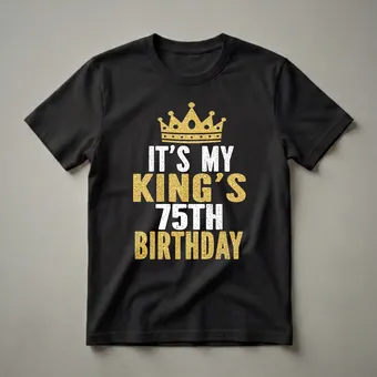 King's 75th Birthday Crown Graphic T-Shirt for Grandpa