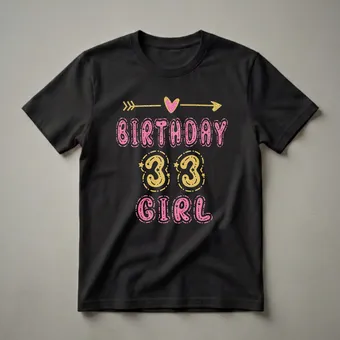 33rd Birthday Girl Glitter Graphic T-Shirt for Women