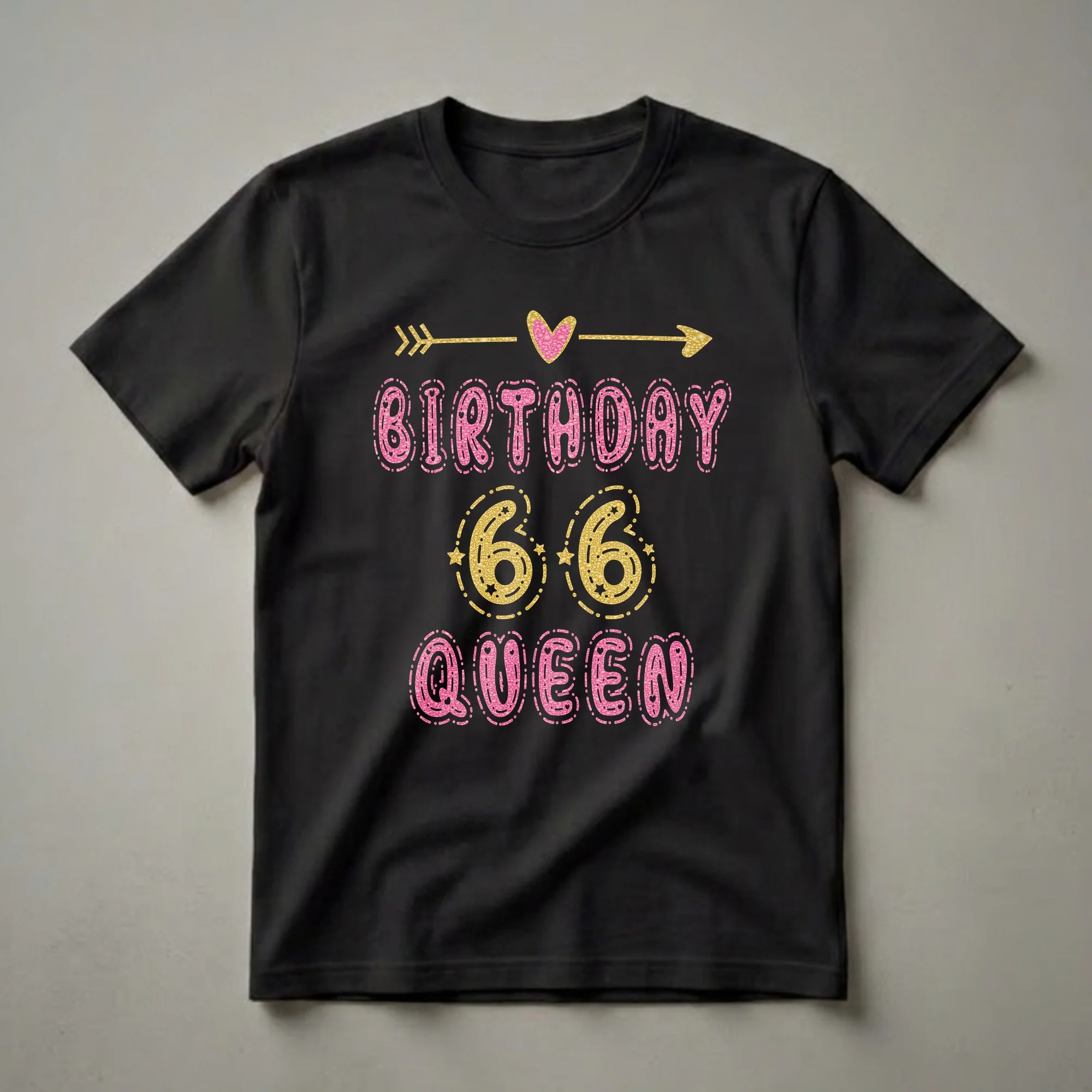 66th Birthday Queen Glitter Graphic T-Shirt for Women