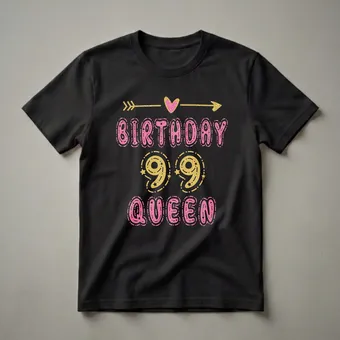 99th Birthday Queen Glitter Graphic T-Shirt for Grandma