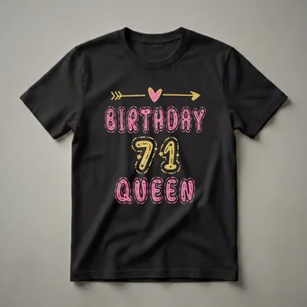 71st Birthday Queen Glitter Graphic T-Shirt for Grandma