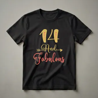 14 And Fabulous Glitter Graphic T-Shirt for Girls