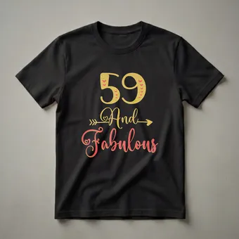 59 and Fabulous Gold Glitter Birthday T-Shirt for Women