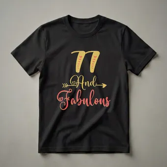 77 And Fabulous Gold Glitter 77th Birthday T-Shirt for Women