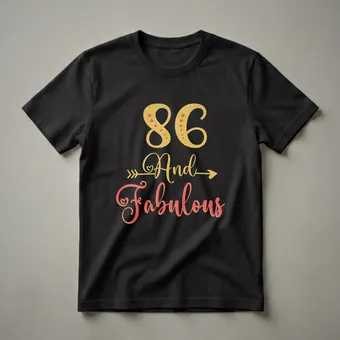 86 and Fabulous Gold Glitter 86th Birthday T-Shirt for Women