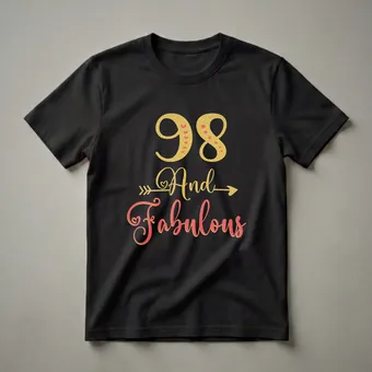 98 And Fabulous Glitter Graphic T-Shirt for 98th Birthday Grandma