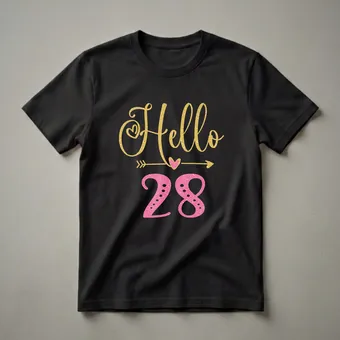 Hello 28th Birthday Queen Graphic T-Shirt for Women