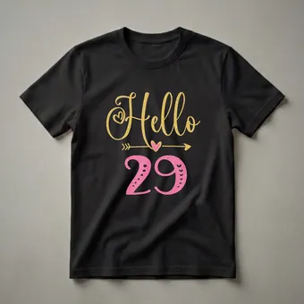Hello 29th Birthday Queen Glitter Graphic T-Shirt for Women