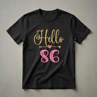 Hello 86 Years Old Birthday Queen Graphic T-Shirt for Women