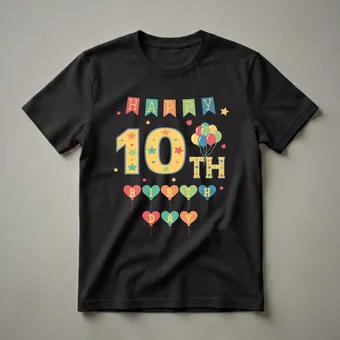 Happy 10th Birthday Graphic T-Shirt for Kids Turning Ten
