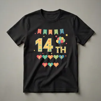 Happy 14th Birthday Graphic T-Shirt for Teens Turning 14