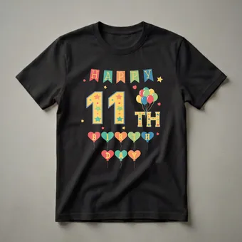 Happy 11th Birthday Graphic T-Shirt for Boys and Girls Turning 11