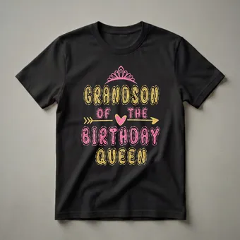 Grandson of The Birthday Queen Graphic T-Shirt for Grannie's Birthday