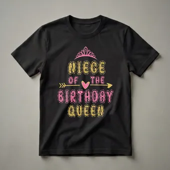 Niece of the Birthday Queen Glitter Graphic T-Shirt