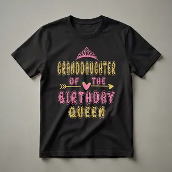 Granddaughter of the Birthday Queen Glitter Graphic T-Shirt