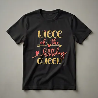 Niece of the Birthday Queen Graphic T-Shirt for Family Birthdays