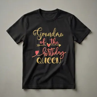 Grandma of the Birthday Queen Graphic T-Shirt for Grandmothers