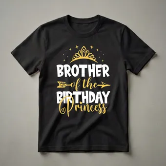 Brother of the Birthday Princess Graphic Crown T-Shirt for Boys