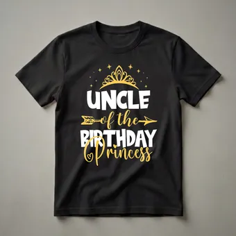 Uncle of the Birthday Princess Crown Graphic T-Shirt for Girls