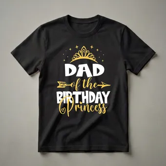 Dad of the Birthday Princess Crown Graphic T-Shirt