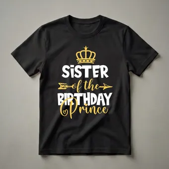 Sister of The Birthday Prince Graphic T-Shirt for Siblings