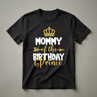 Mommy of The Birthday Prince Crown Graphic T-Shirt