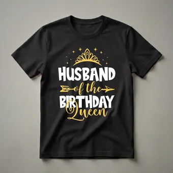 Husband of the Birthday Queen Crown Graphic T-Shirt