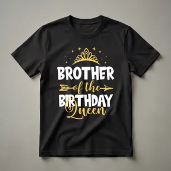 Brother of the Birthday Queen Graphic Crown T-Shirt for Siblings