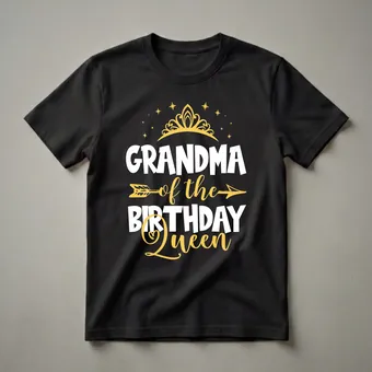 Grandma of the Birthday Queen Graphic T-Shirt for Granddaughters