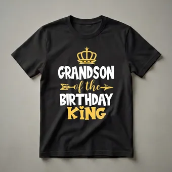 Grandson of the Birthday King Graphic T-Shirt for Grandpas