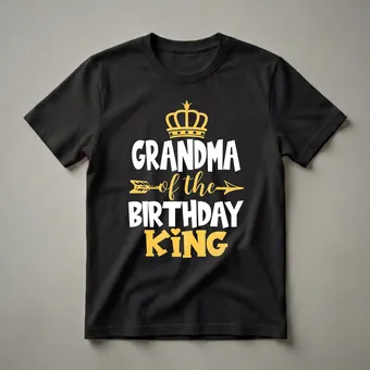 Grandma of the Birthday King Crown Graphic T-Shirt