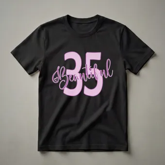 35th Birthday Beautiful Script Graphic T-Shirt for Women